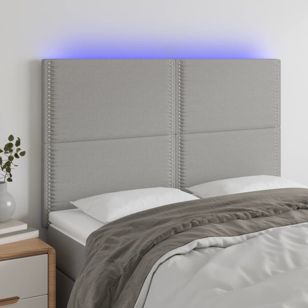 vidaXL Hoofdbord LED 80x5x78/88 cm stof lichtgrijs