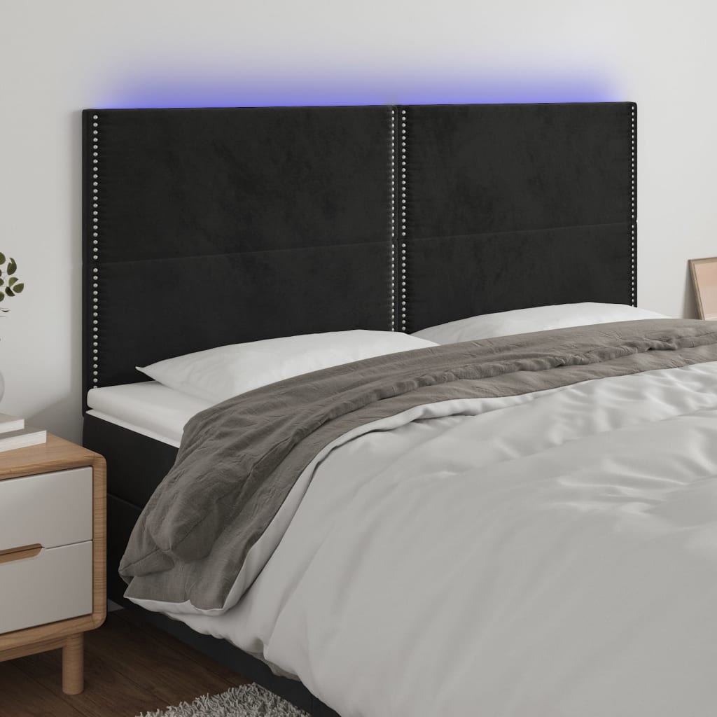 vidaXL Hoofdbord LED 80x5x78/88 cm fluweel lichtgrijs