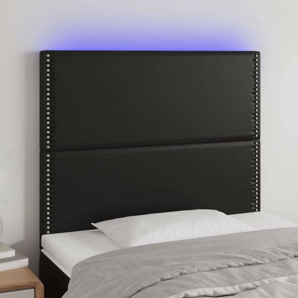 vidaXL Headboard LED 80x5x78/88 cm faux leather black