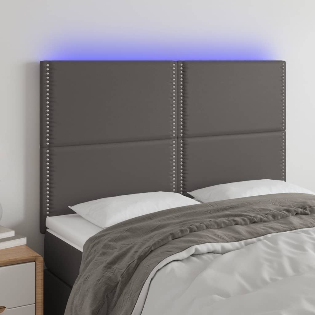 vidaXL Headboard LED 80x5x78/88 cm faux leather black