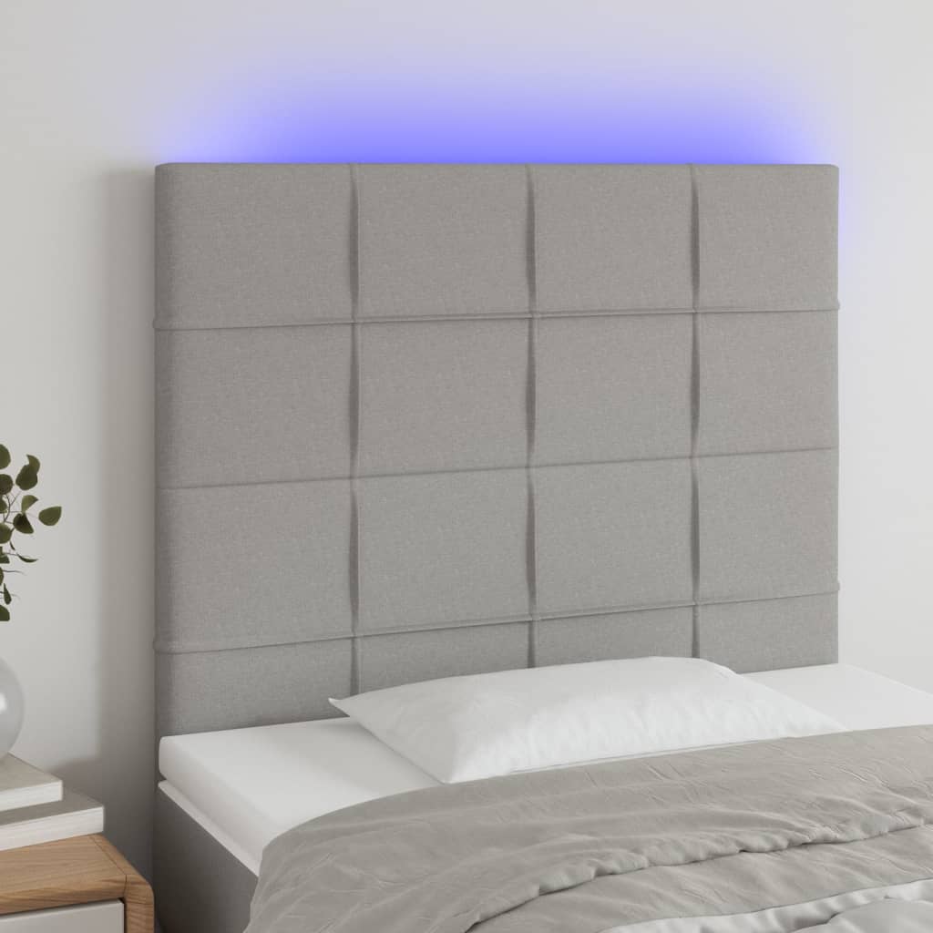 vidaXL Hoofdbord LED 80x5x78/88 cm stof lichtgrijs