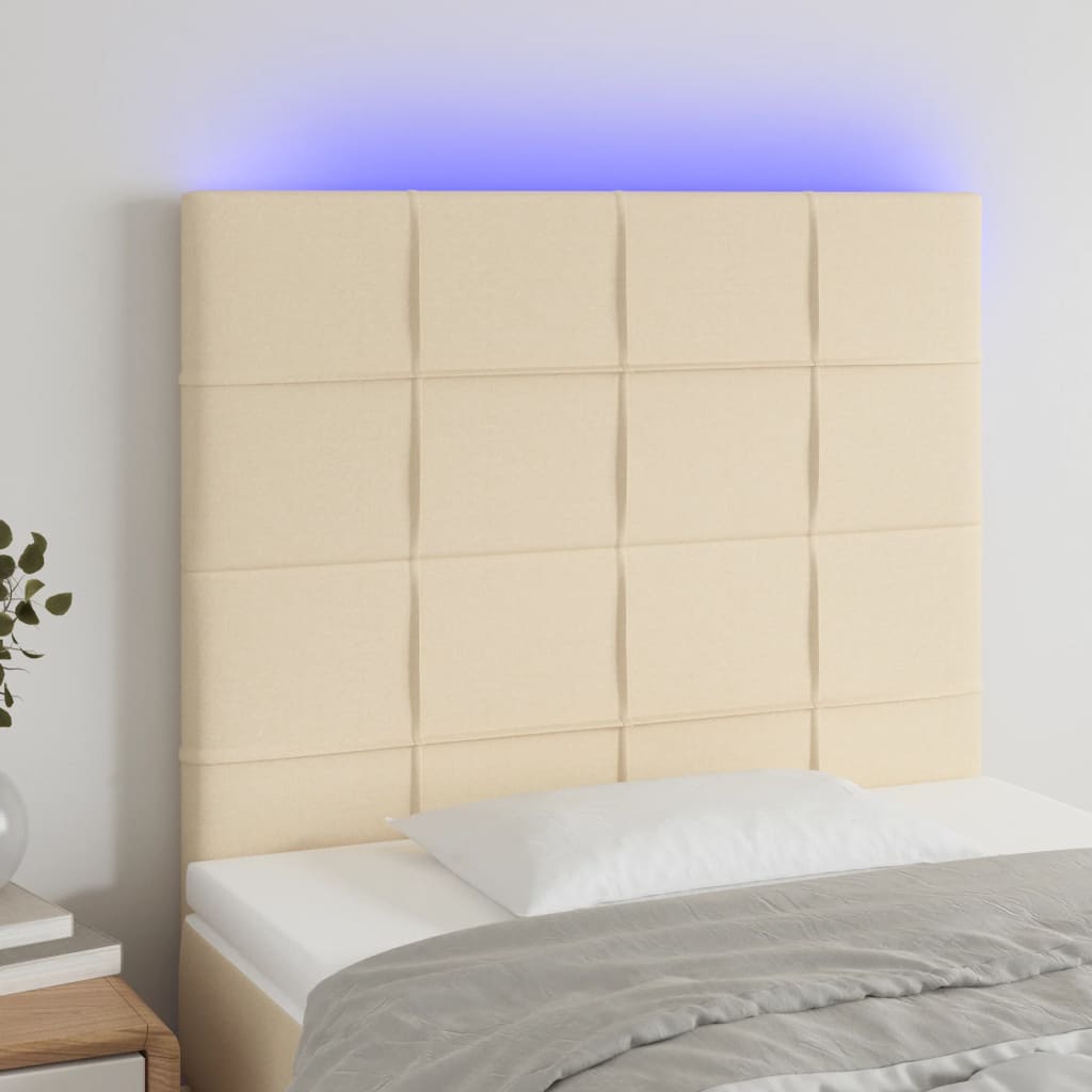 vidaXL Hoofdbord LED 80x5x78/88 cm stof lichtgrijs