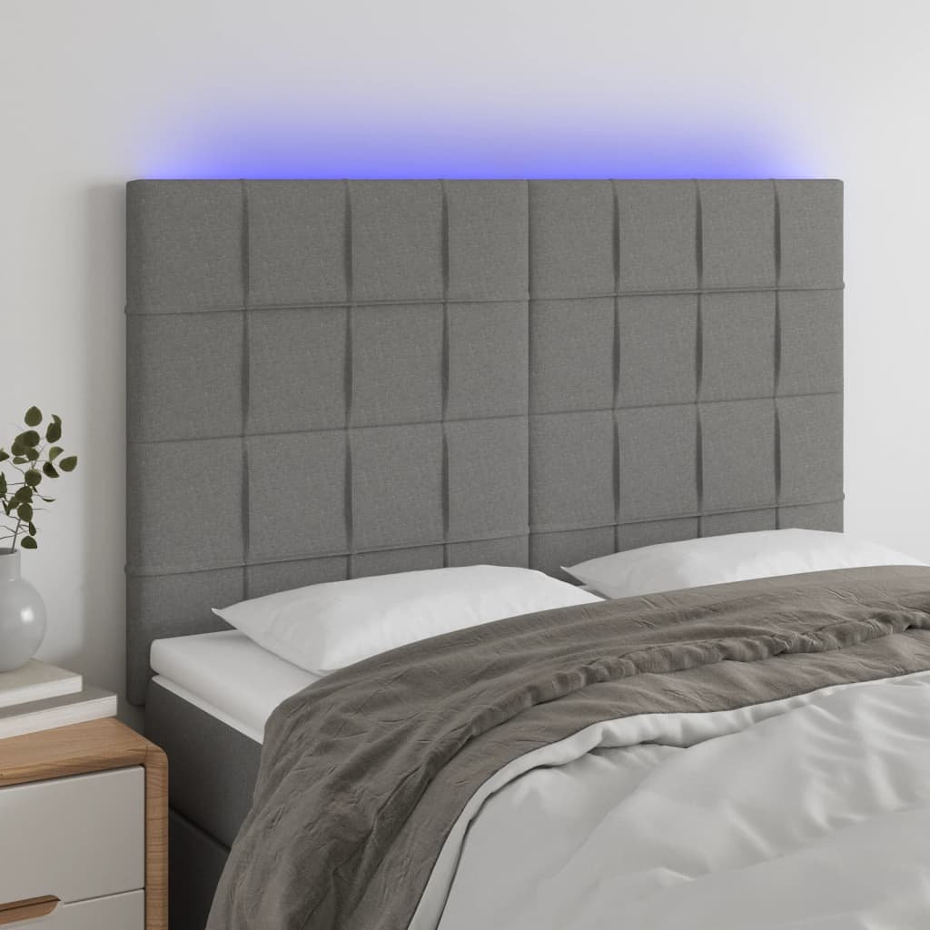 vidaXL Hoofdbord LED 80x5x78/88 cm stof lichtgrijs
