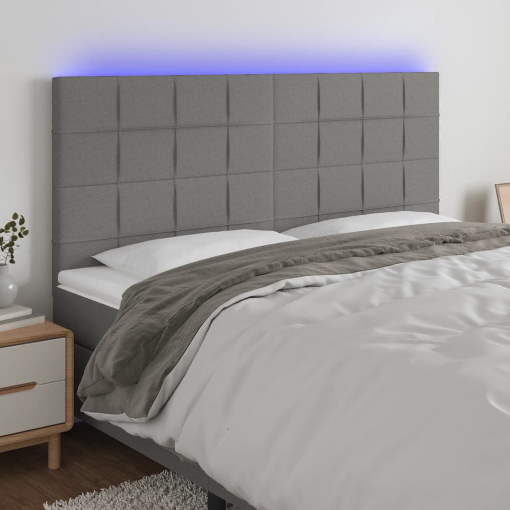 vidaXL Hoofdbord LED 80x5x78/88 cm stof lichtgrijs