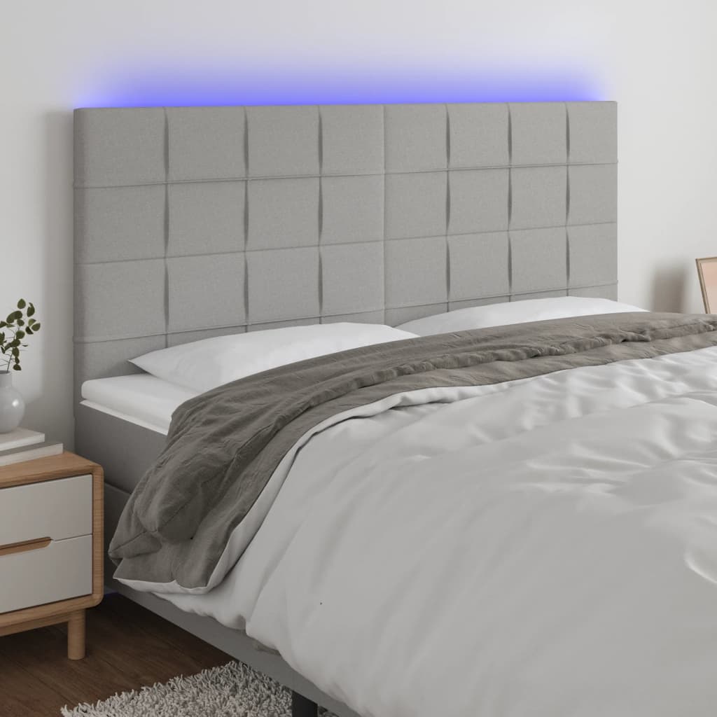 vidaXL Hoofdbord LED 80x5x78/88 cm stof lichtgrijs