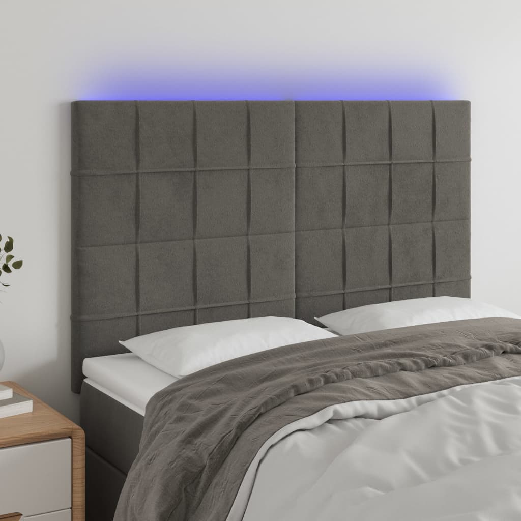 vidaXL Hoofdbord LED 80x5x78/88 cm fluweel lichtgrijs