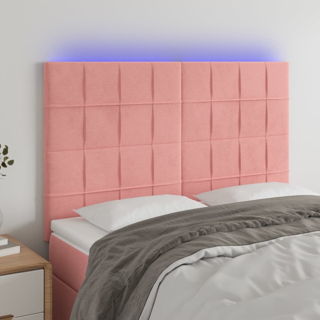 vidaXL Hoofdbord LED 80x5x78/88 cm fluweel lichtgrijs