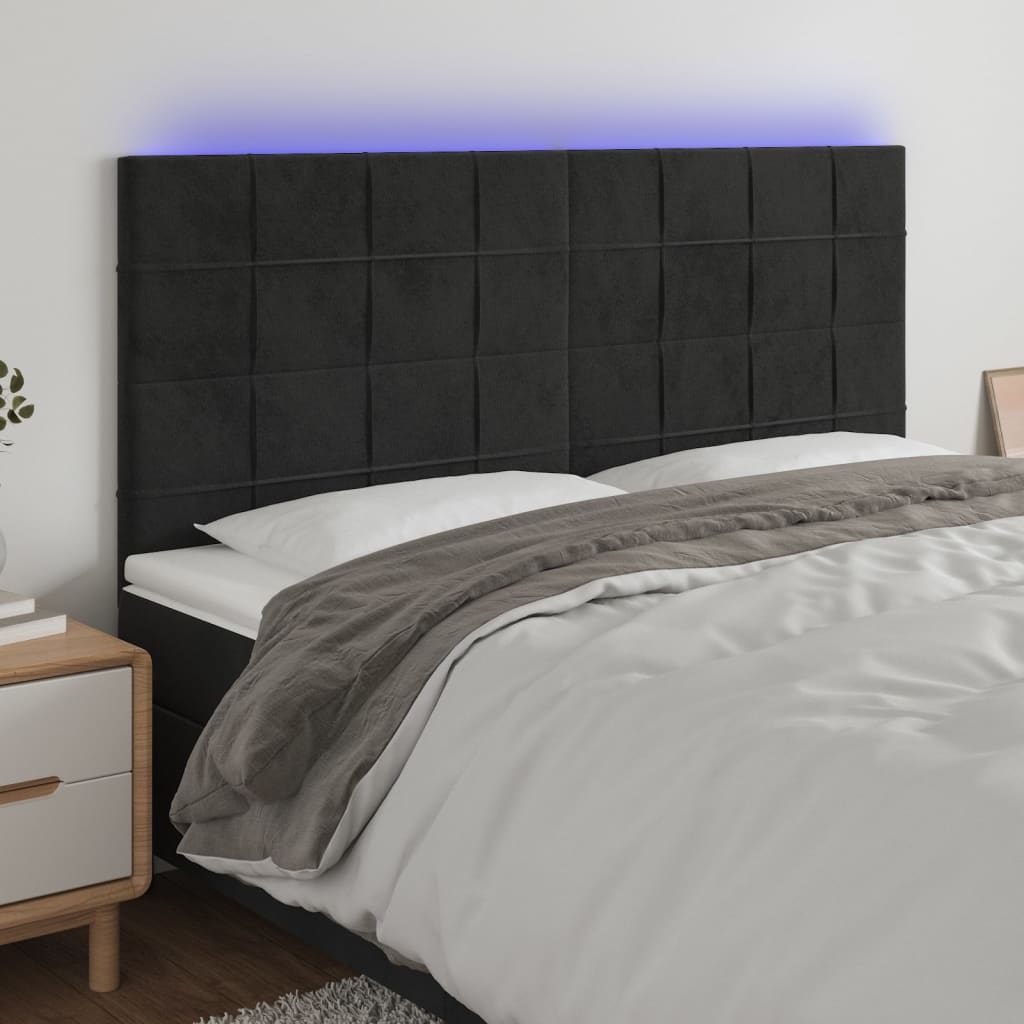 vidaXL Hoofdbord LED 80x5x78/88 cm fluweel lichtgrijs