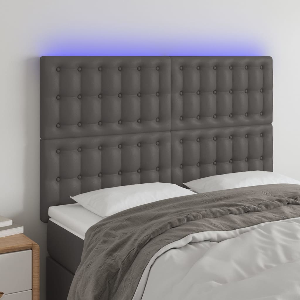 vidaXL Hoofdbord LED 80x5x78/88 cm kunstleer zwart