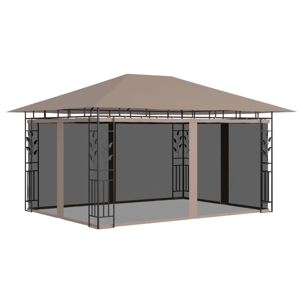 vidaXL Prieel met klamboe 3x3x2,73 m 180 g/m² taupe