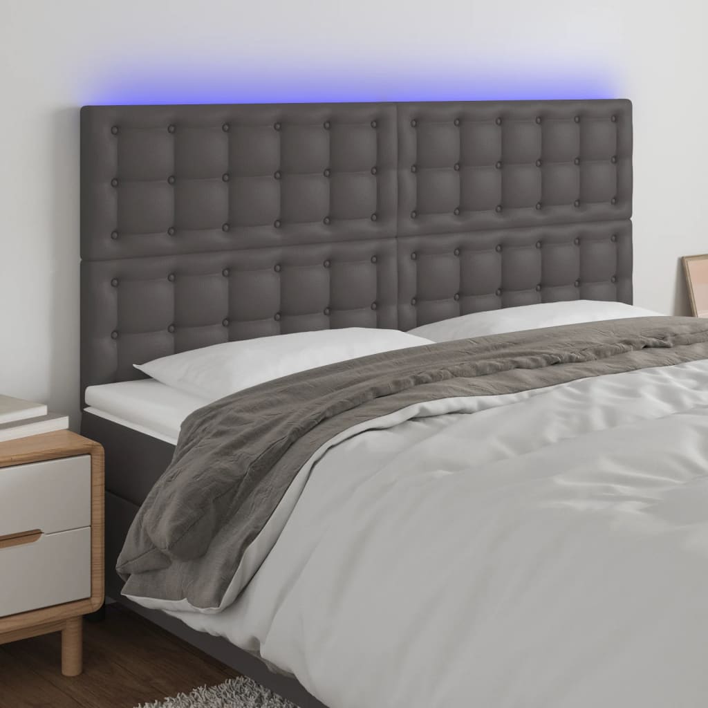 vidaXL Hoofdbord LED 80x5x78/88 cm kunstleer zwart