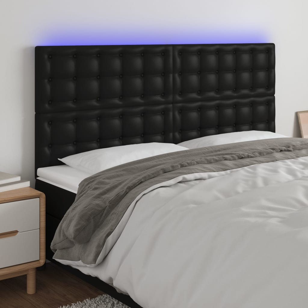 vidaXL Hoofdbord LED 80x5x78/88 cm kunstleer zwart