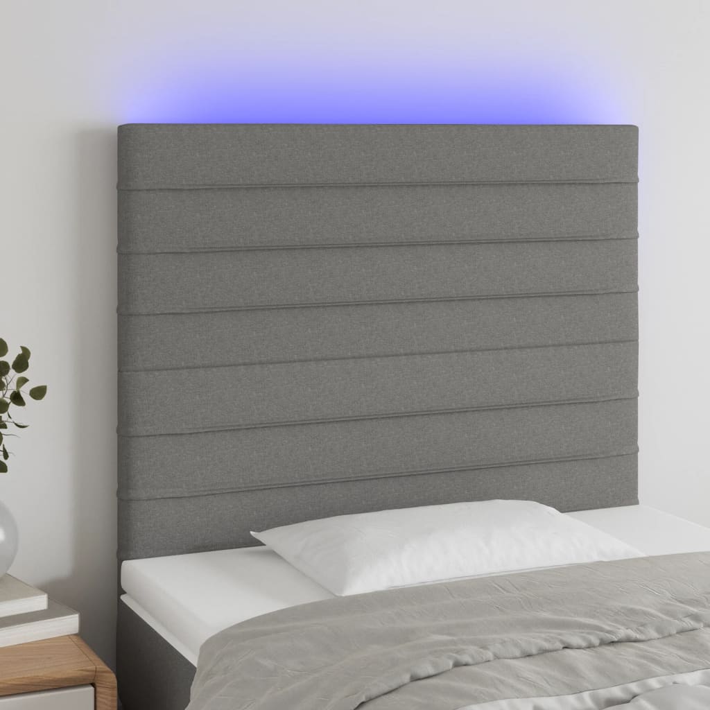 vidaXL Hoofdbord LED 80x5x78/88 cm stof lichtgrijs