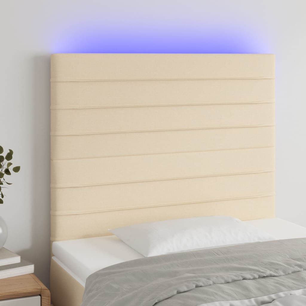 vidaXL Hoofdbord LED 80x5x78/88 cm stof lichtgrijs