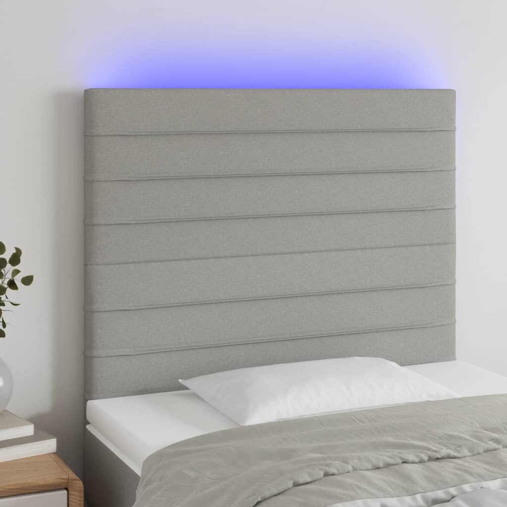 vidaXL Hoofdbord LED 80x5x78/88 cm stof lichtgrijs