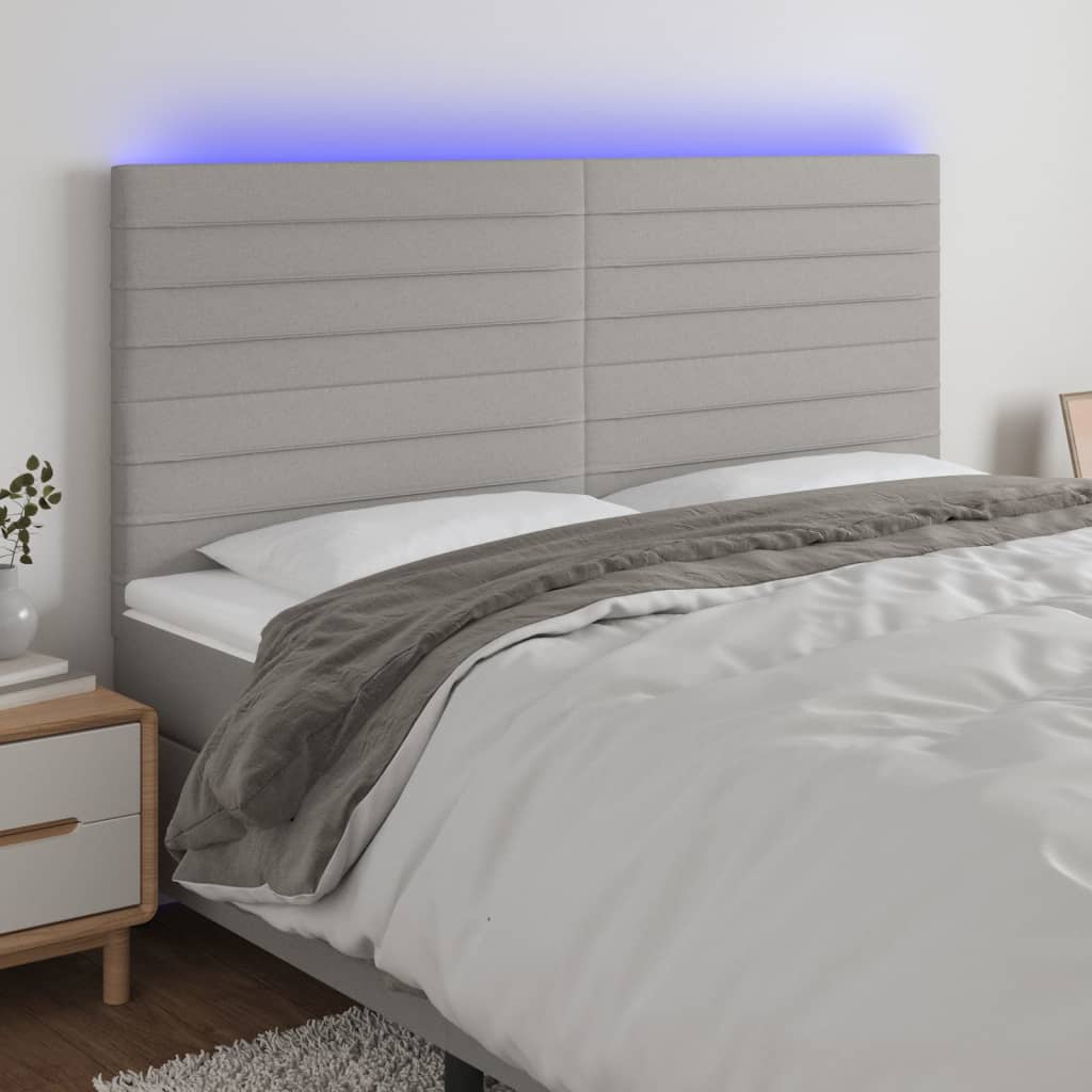 vidaXL Hoofdbord LED 80x5x78/88 cm stof lichtgrijs