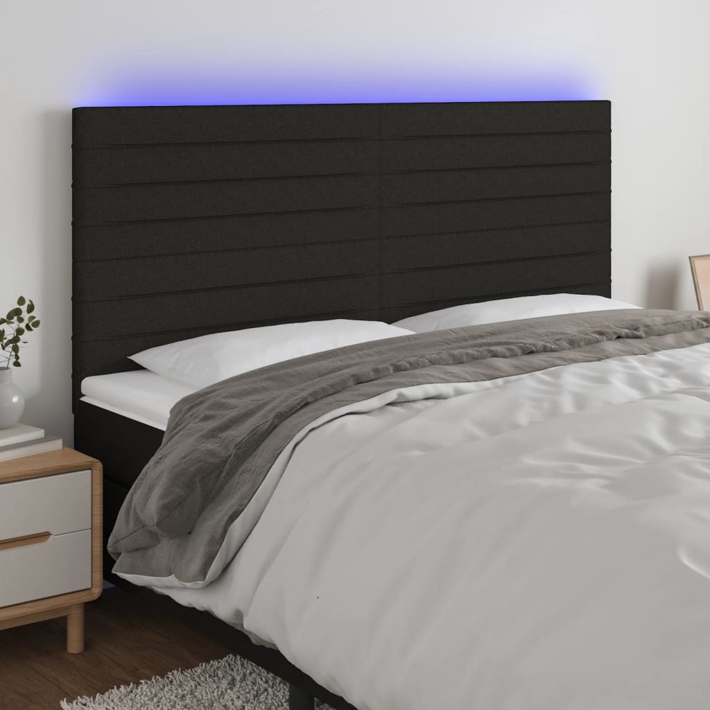 vidaXL Hoofdbord LED 80x5x78/88 cm stof lichtgrijs