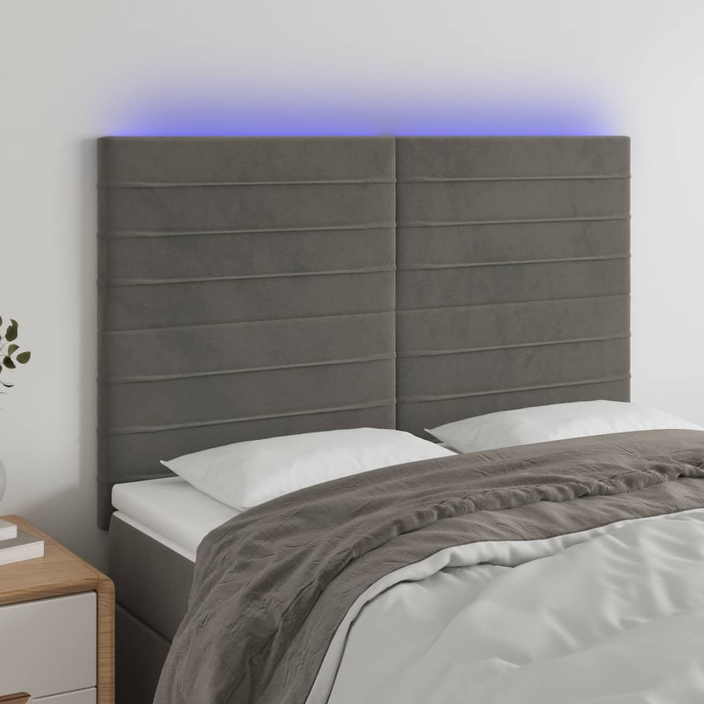 vidaXL Headboard LED 80x5x78/88 cm velvet light grey
