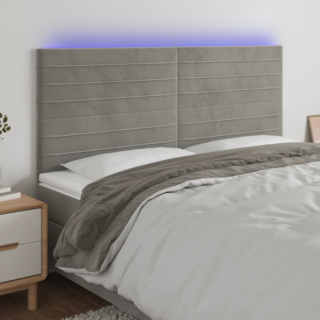 vidaXL Headboard LED 80x5x78/88 cm velvet light grey