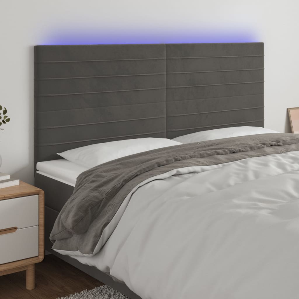 vidaXL Headboard LED 80x5x78/88 cm velvet light grey