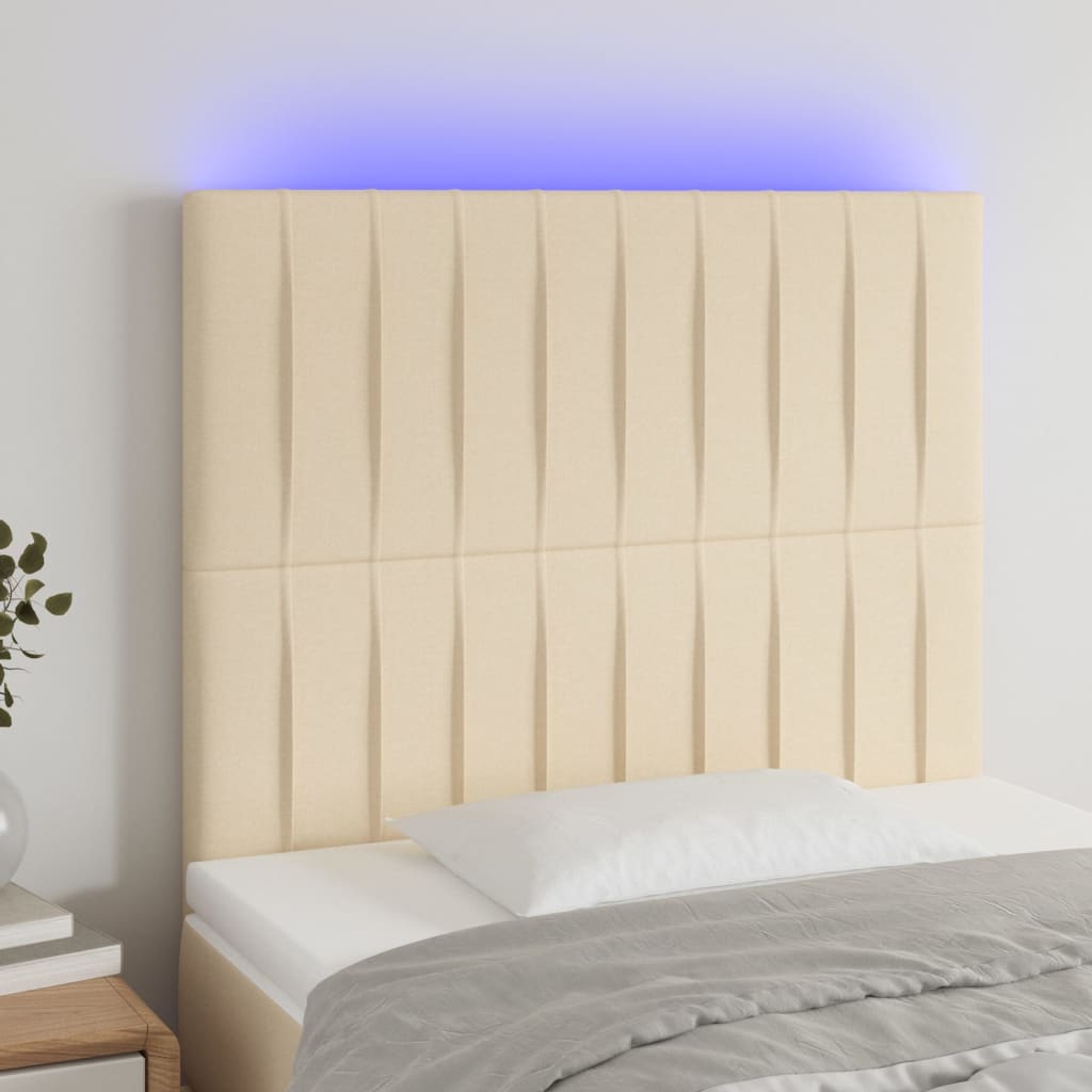 vidaXL Hoofdbord LED 80x5x78/88 cm stof lichtgrijs