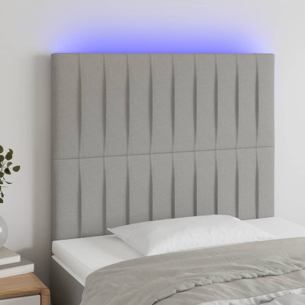 vidaXL Hoofdbord LED 80x5x78/88 cm stof lichtgrijs