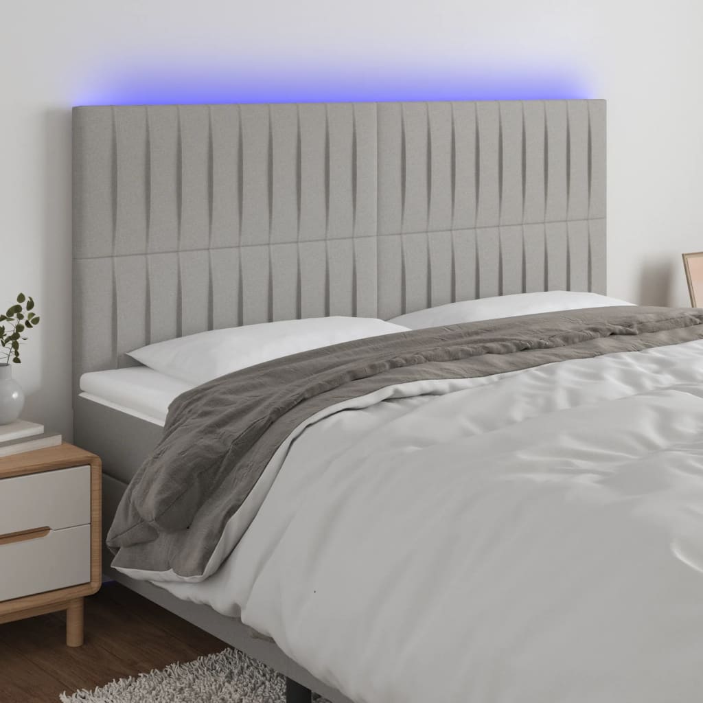 vidaXL Hoofdbord LED 80x5x78/88 cm stof lichtgrijs