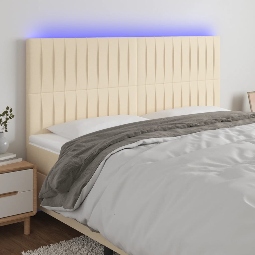 vidaXL Hoofdbord LED 80x5x78/88 cm stof lichtgrijs