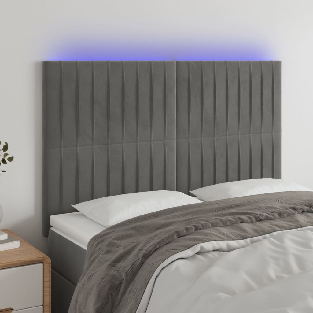 vidaXL LED Headboard 80x5x78/88 cm Velvet Light Grey