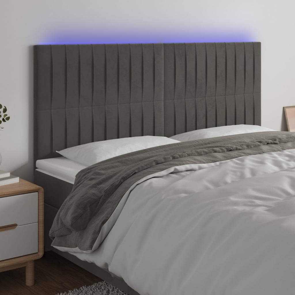 vidaXL LED Headboard 80x5x78/88 cm Velvet Light Grey