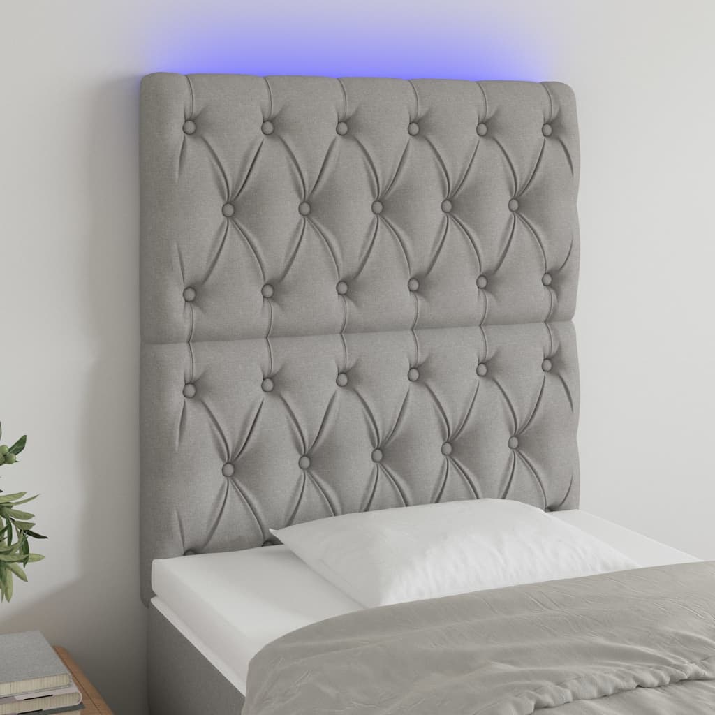 vidaXL Hoofdbord LED 80x7x78/88 cm stof lichtgrijs