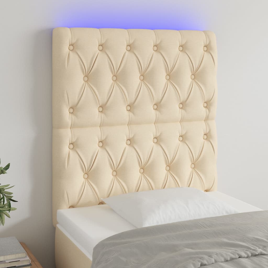 vidaXL Hoofdbord LED 80x7x78/88 cm stof lichtgrijs