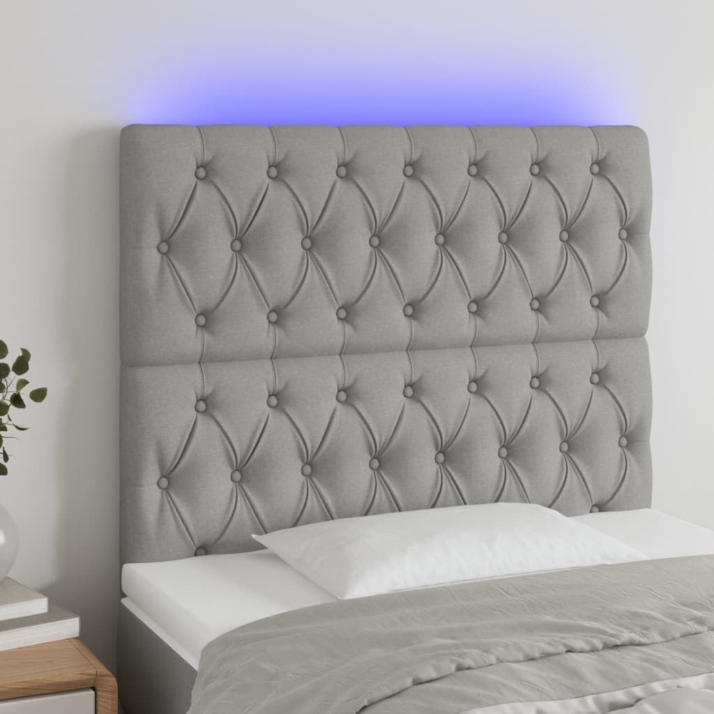 vidaXL Hoofdbord LED 80x7x78/88 cm stof lichtgrijs