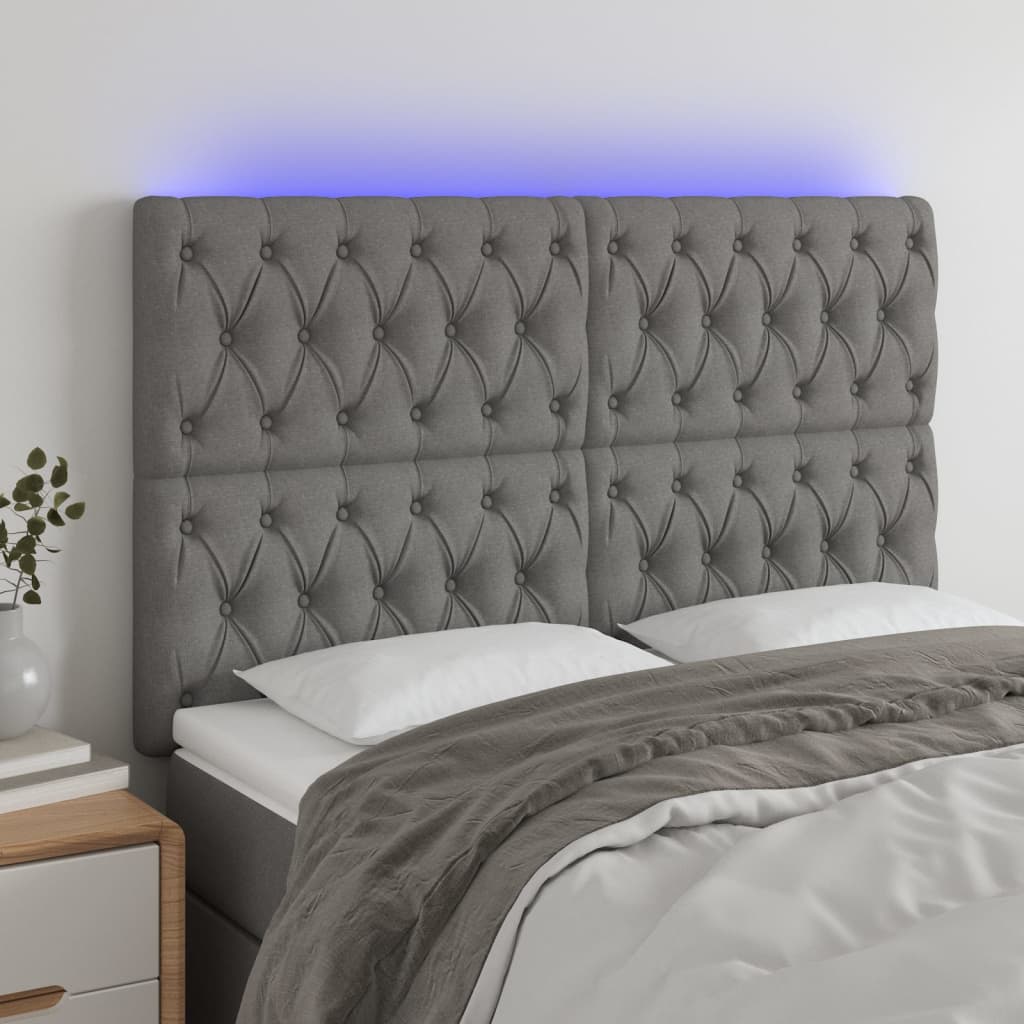 vidaXL Hoofdbord LED 80x7x78/88 cm stof lichtgrijs