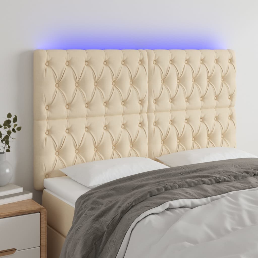 vidaXL Hoofdbord LED 80x7x78/88 cm stof lichtgrijs
