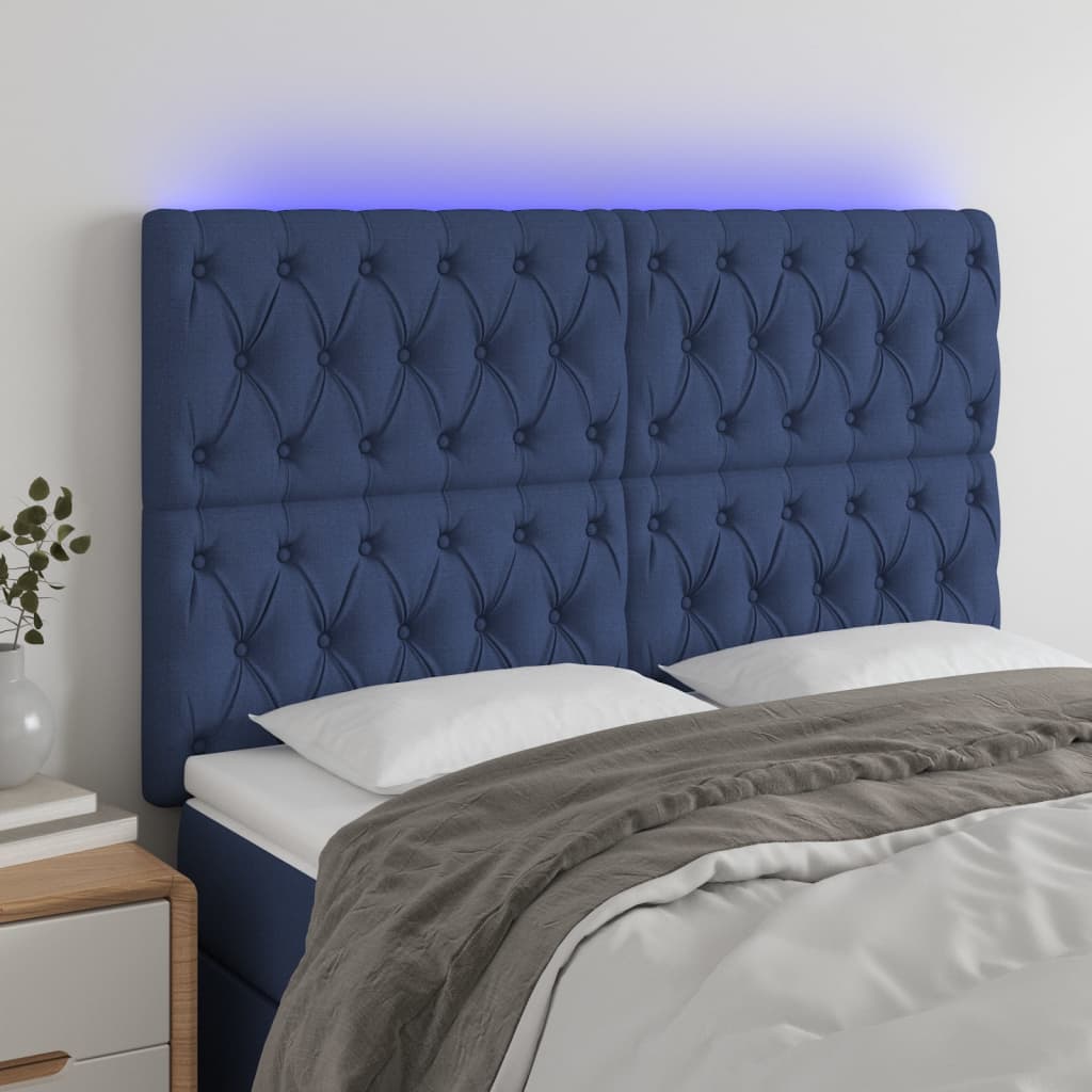 vidaXL Hoofdbord LED 80x7x78/88 cm stof lichtgrijs
