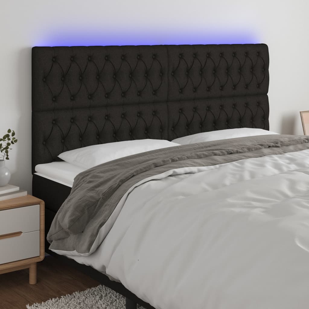 vidaXL Hoofdbord LED 80x7x78/88 cm stof lichtgrijs
