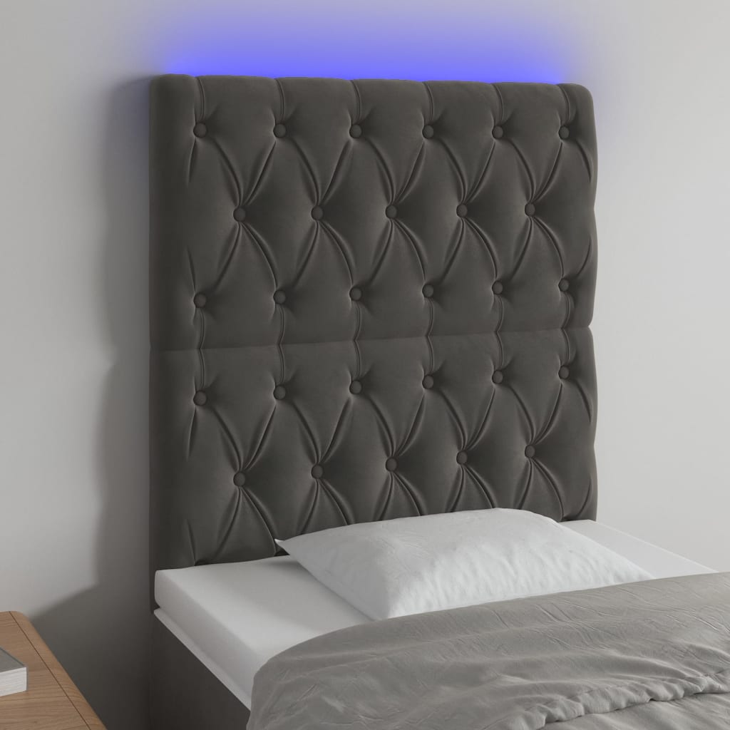 vidaXL Hoofdbord LED 80x7x78/88 cm fluweel lichtgrijs