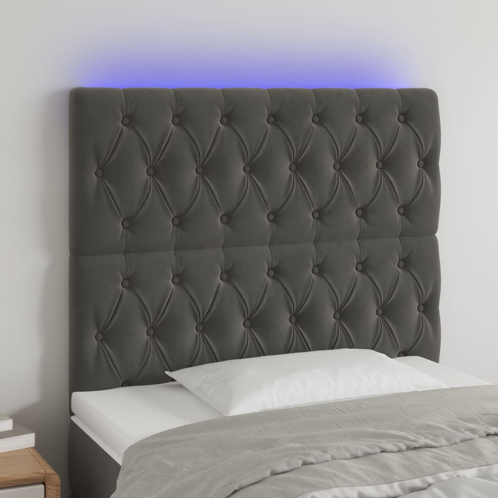 vidaXL Hoofdbord LED 80x7x78/88 cm fluweel lichtgrijs