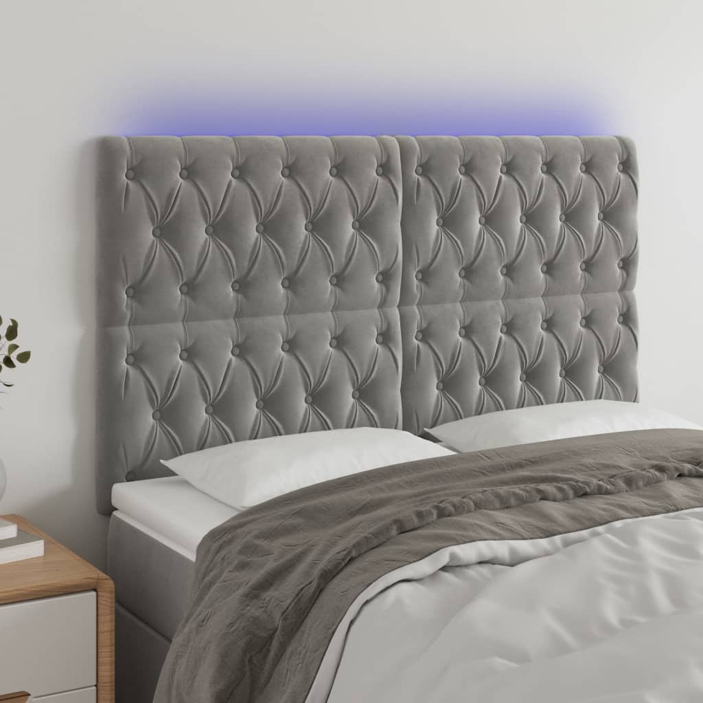vidaXL Hoofdbord LED 80x7x78/88 cm fluweel lichtgrijs