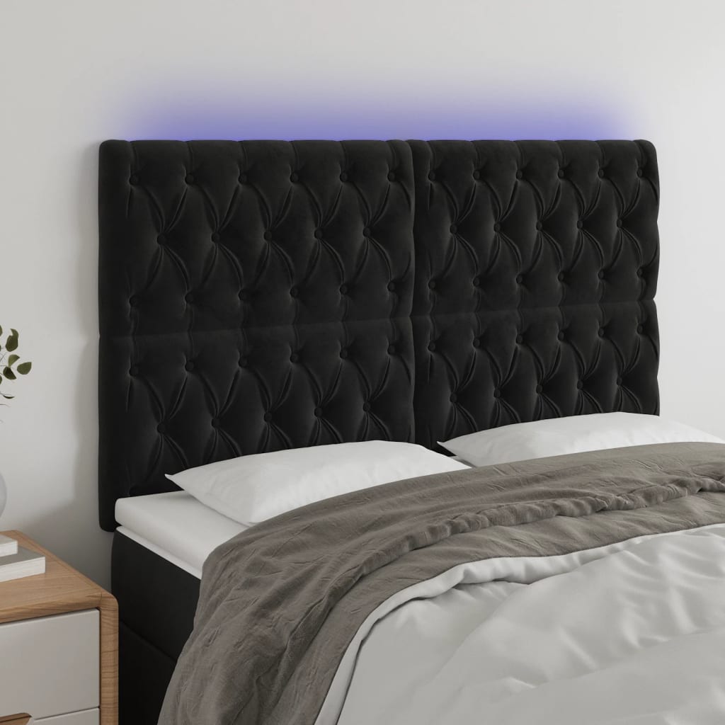 vidaXL Hoofdbord LED 80x7x78/88 cm fluweel lichtgrijs