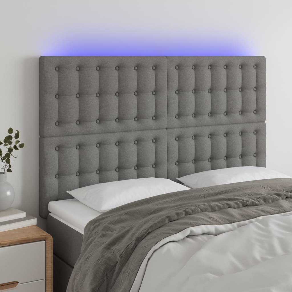 vidaXL Hoofdbord LED 80x5x78/88 cm stof lichtgrijs