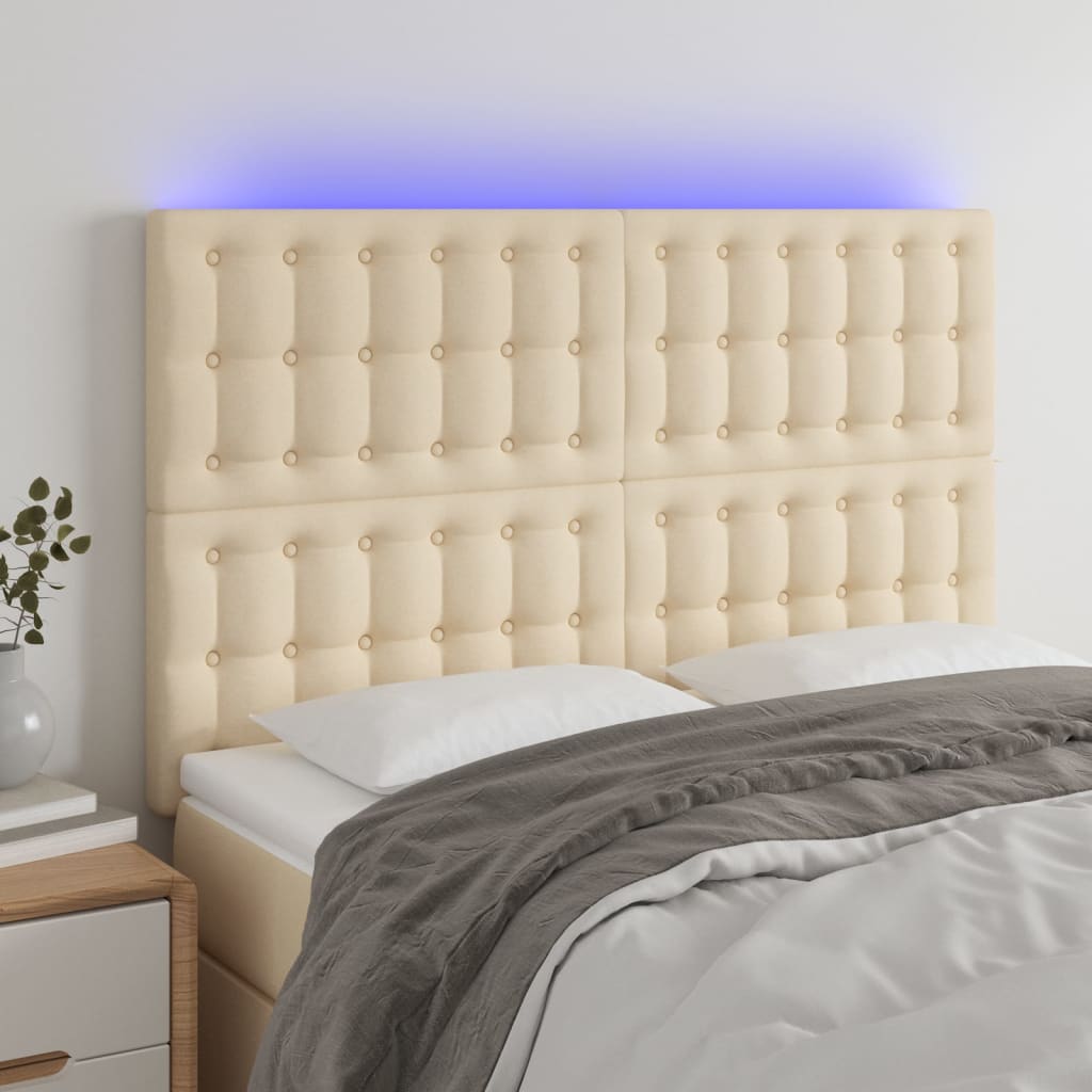 vidaXL Hoofdbord LED 80x5x78/88 cm stof lichtgrijs