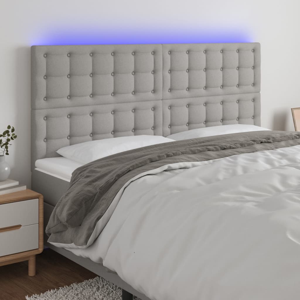 vidaXL Hoofdbord LED 80x5x78/88 cm stof lichtgrijs
