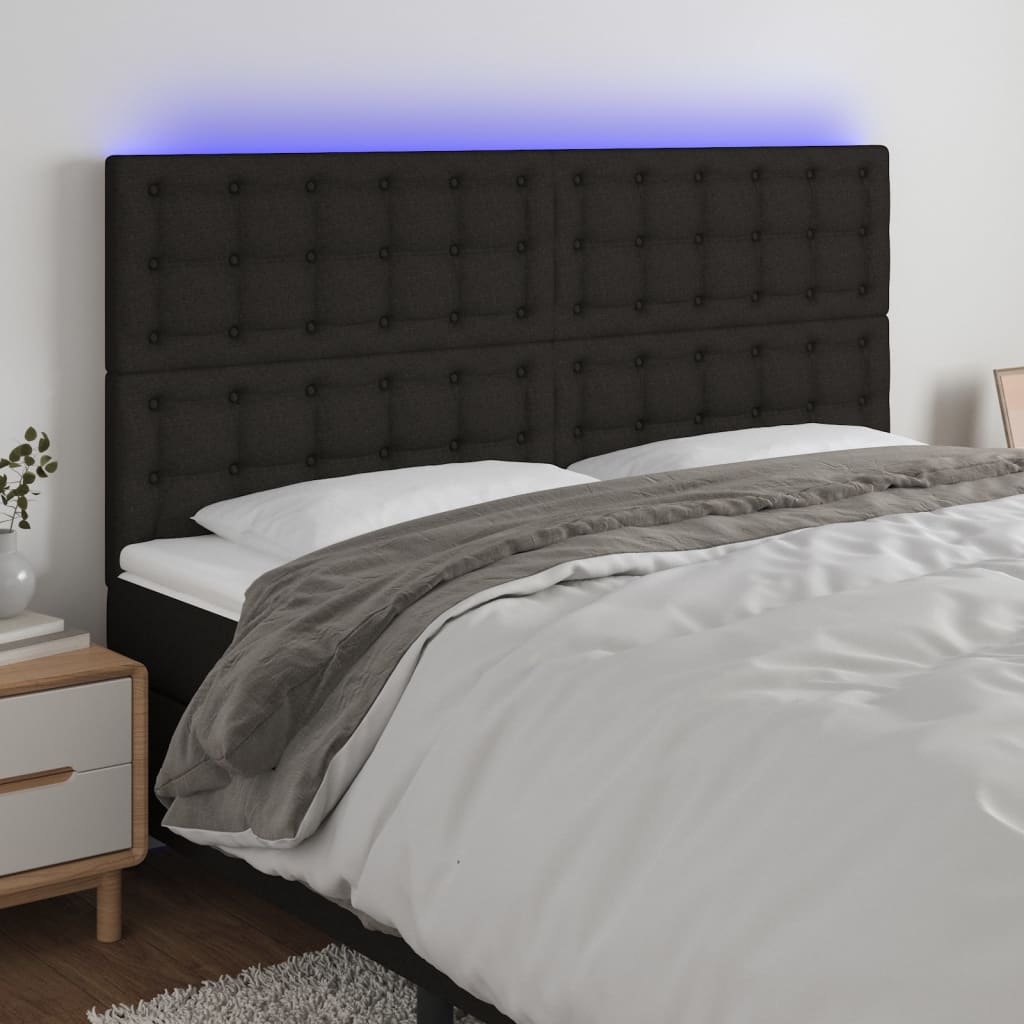 vidaXL Hoofdbord LED 80x5x78/88 cm stof lichtgrijs