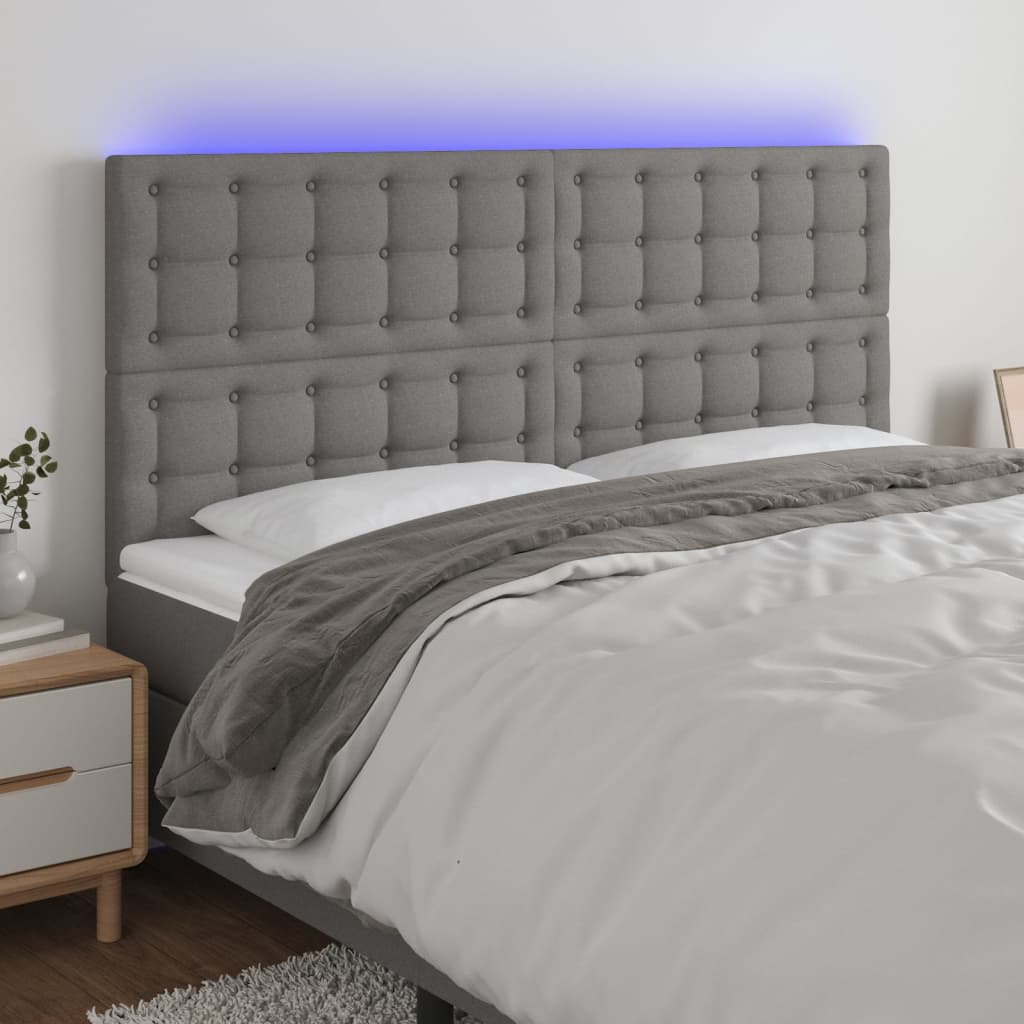 vidaXL Hoofdbord LED 80x5x78/88 cm stof lichtgrijs