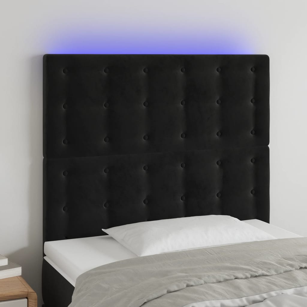vidaXL Hoofdbord LED 80x5x78/88 cm fluweel lichtgrijs