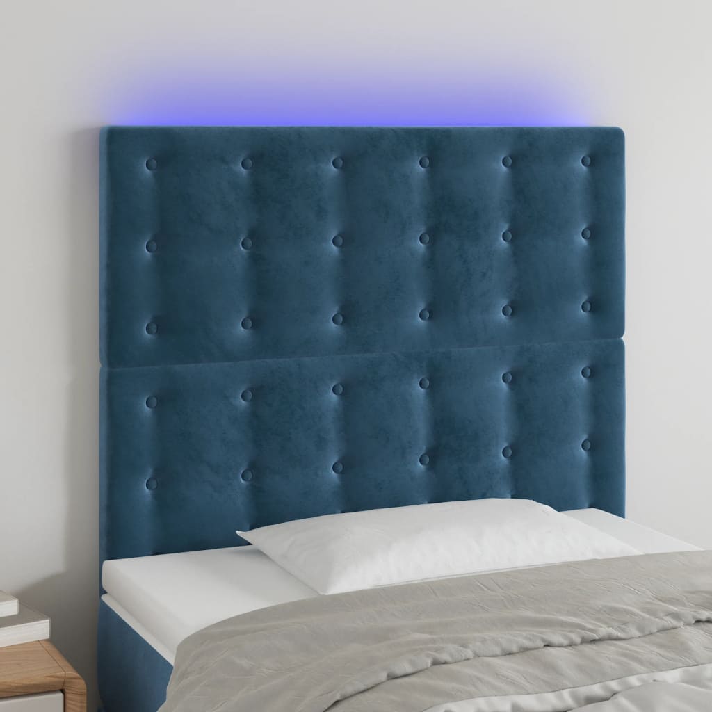 vidaXL Hoofdbord LED 80x5x78/88 cm fluweel lichtgrijs