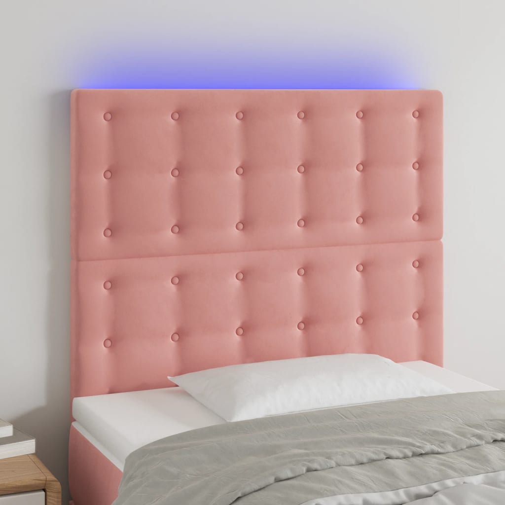 vidaXL Hoofdbord LED 80x5x78/88 cm fluweel lichtgrijs