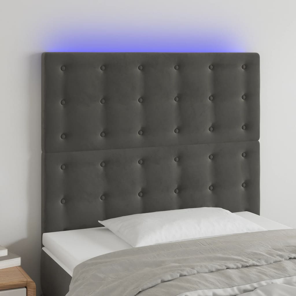 vidaXL Hoofdbord LED 80x5x78/88 cm fluweel lichtgrijs